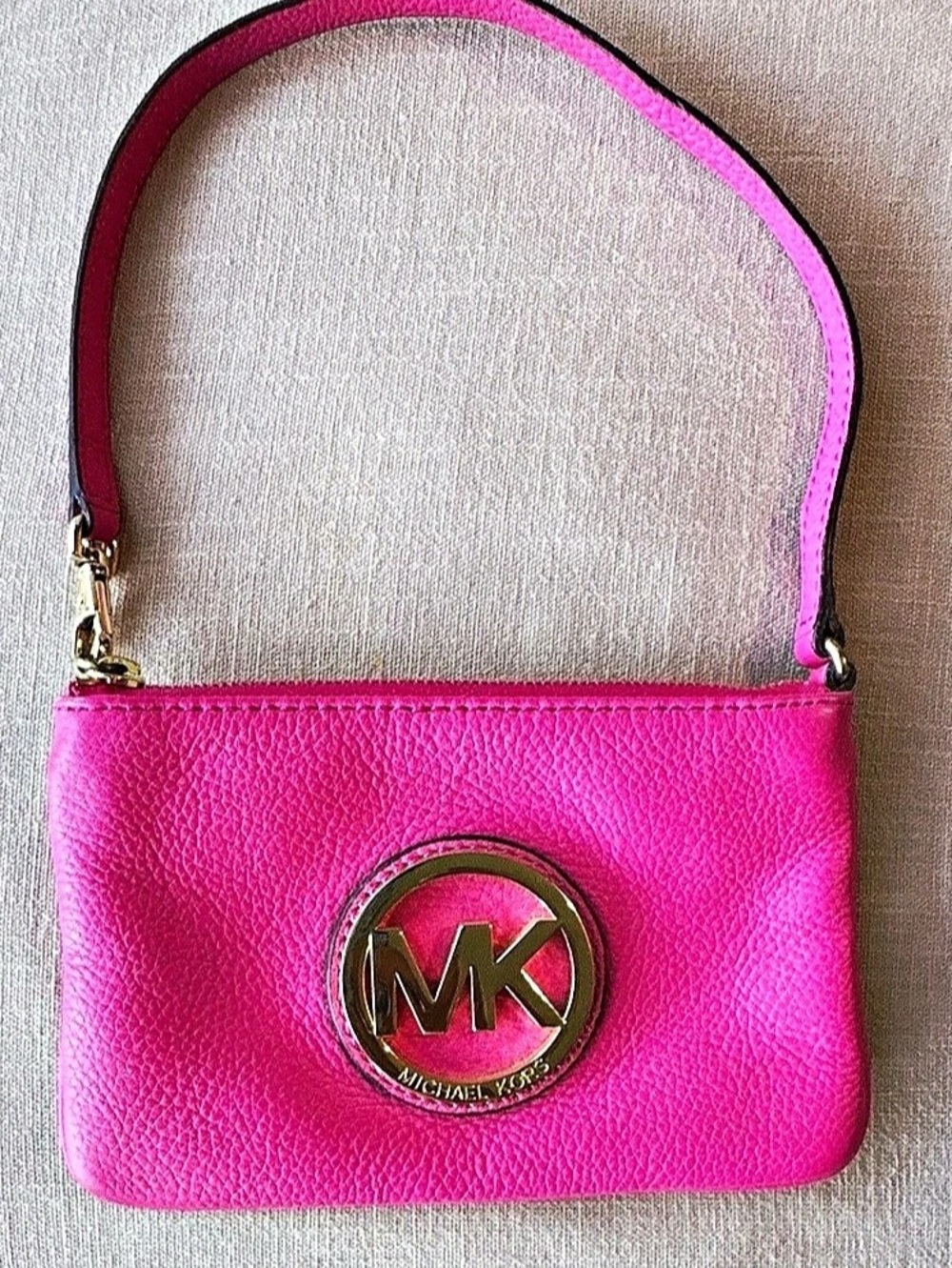 Michael Kors Pink Wristlet Gold-Tone Hardware